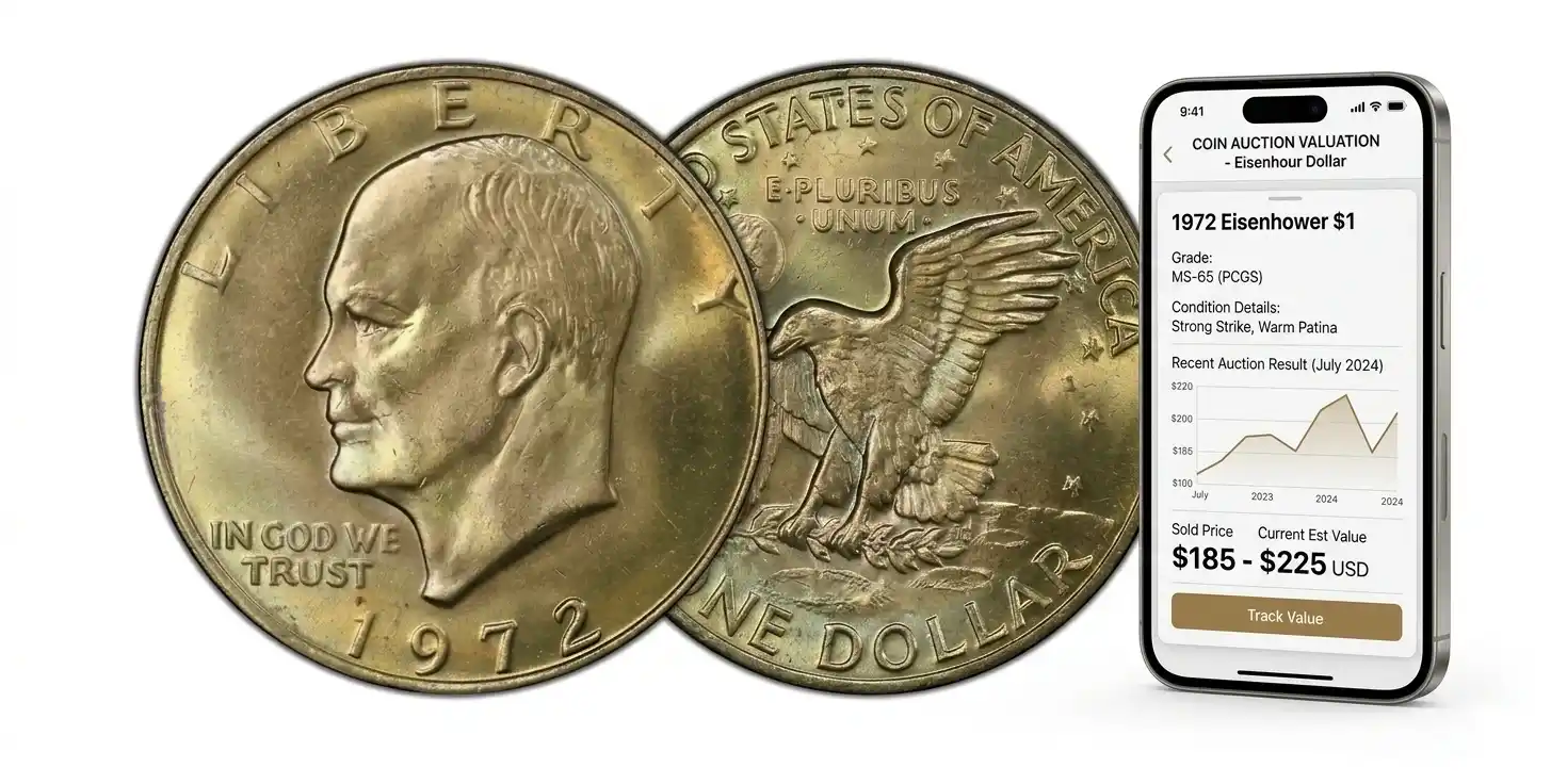 close-up of a 1972 Eisenhower one dollar coin